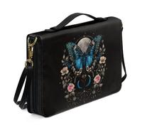 Ceudet Sac fourre-tout bible imprimé dinosaure 3D pour femme, housse de rangement avec poignée, sac bible imperméable avec bandoulière, cadeau pour chrétien, noir et vert, M, Papillon Fleur - Noir, M