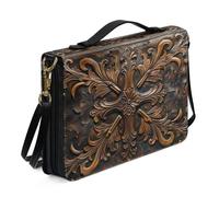 Ceudet Sac fourre-tout bible imprimé dinosaure 3D pour femme, housse de rangement avec poignée, sac bible imperméable avec bandoulière, cadeau pour chrétien, noir et vert, M, Vintage Floral - Marron,