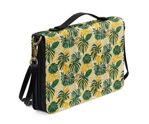 Ceudet Sac fourre-tout Bible imprimé floral de chèvre pour femme, étui de bible en cuir synthétique avec bandoulière, sac de bible d'église pour étude, accessoires de bible, vert et blanc, taille XL,