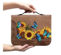 Ceudet Sac fourre-tout en cuir synthétique avec verset colibri pour homme, femme, fille, garçon, housse de bible multifonction avec poignées et fermeture éclair, convient pour l'école, l'église, les