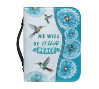 Ceudet Sac fourre-tout en cuir synthétique avec verset colibri pour homme, femme, fille, garçon, housse de bible multifonction avec poignées et fermeture éclair, convient pour l'école, l'église, les