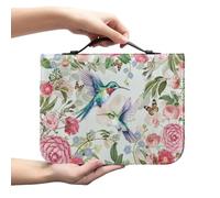 Ceudet Sac fourre-tout en cuir synthétique avec verset colibri pour homme, femme, fille, garçon, housse de bible multifonction avec poignées et fermeture éclair, convient pour l'école, l'église, les