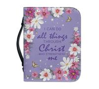 Ceudet Sac fourre-tout en cuir synthétique avec verset colibri pour homme, femme, fille, garçon, housse de bible multifonction avec poignées et fermeture éclair, convient pour l'école, l'église, les