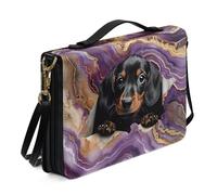 Ceudet Sacs bibliques fantaisie pour femmes et filles en cuir synthétique avec sangle et poignée marque-page Sac d'église, Joli marbre teckel, M