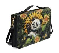 Ceudet Sacs bibliques fantaisie pour femmes et filles en cuir synthétique avec sangle et poignée marque-page Sac d'église, Joli panda tournesol, x-large