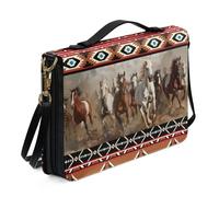 Ceudet Sacs bibliques fantaisie pour femmes et filles en cuir synthétique avec sangle et poignée marque-page Sac d'église, Cheval de course aztèque, L