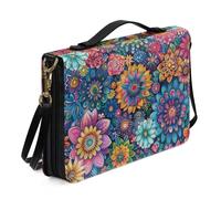 Ceudet Sacs bibliques fantaisie pour femmes et filles en cuir synthétique avec sangle et poignée marque-page Sac d'église, Fleurs Mandala Boho, M
