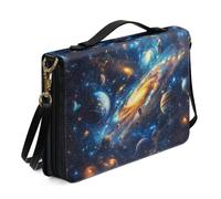 Ceudet Sacs bibliques fantaisie pour femmes et filles en cuir synthétique avec sangle et poignée marque-page Sac d'église, Nébuleuse galaxie colorée, x-large