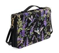 Ceudet Sacs bibliques fantaisie pour femmes et filles en cuir synthétique avec sangle et poignée marque-page Sac d'église, Colibri lavande violette, L