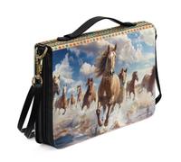 Ceudet Sacs bibliques fantaisie pour femmes et filles en cuir synthétique avec sangle et poignée marque-page Sac d'église, Cheval aztèque Western, x-large