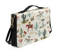 Ceudet Sacs bibliques pour femmes et hommes - Étui fourre-tout en cuir pour homme et femme - Housses bibliques personnalisées pour femmes et hommes, Cactus de cowboy, xx-large