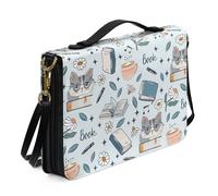 Ceudet Sacs bibliques pour femmes et hommes - Étui fourre-tout en cuir pour homme et femme - Housses bibliques personnalisées pour femmes et hommes, Chat lisant, xx-large
