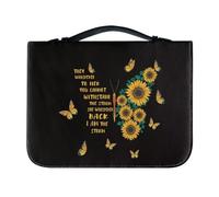 Ceudet Une housse de Bible portable imprimée avec poignée et fermeture éclair, sac fourre-tout en cuir pour enfants et adultes, étui de transport robuste et léger pour les amateurs de livres, Papillon