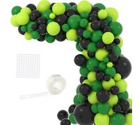 CEUQIESO Kit guirlande de ballons vert noir - 122 ballons (vert, noir, vert citron) pour jeux vidéo sur le thème d'anniversaire, mariage, douche de mariée, remise de diplôme, décorations de fête