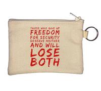 Ceux qui abandonnent la liberté pour la sécurité ne méritent ni ne perdront ni les deux porte-clés porte-monnaie Beige