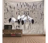 CEVAN Tapisseriemurale Decoration Tenture Murale Géante Grues Blanches Tapisserie d'halloween Décoration Murale Photo Tissu Décoratif pour Suspension Murale Blanc Noir 350x250cm
