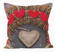 CEVAN Tissu De Lin Housse Coussin Vintage Taie d'oreiller Decorative J'adore La Saint-Valentin Housse Coussin Dossier Canapé Taie d'oreiller Rectangulaire 40x40cm,1Pcs