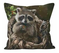 CEVAN Tissu De Lin Housse De Coussin De Jardin Taie d'oreiller pour Canapé Raton Laveur Mignon Housse De Coussin One Piece Taie d'oreiller Grande Taille 45x45cm,1Pcs