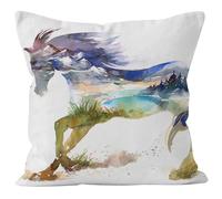 CEVAN Tissu De Lin Housse De Coussin Decoratif Housses De Canapé Relax Cheval Housse Coussin Yoga Taie d'oreiller One Piece Linge Housses De Coussin 40x40cm,1Pcs