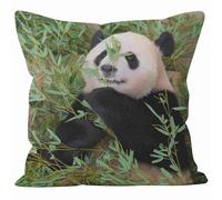 CEVAN Tissu De Lin Housse De Coussin Decoratif Taie d'oreiller Matelassée Panda Housse De Coussin Moderne Taie d'oreiller Carré Linge Housses De Coussin 40x40cm,1Pcs