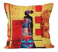 CEVAN Tissu De Lin Housse De Coussin Naturel Taie d'oreiller Deco Tapisserie Ethnique Housse Coussins Décoratifs Taie d'oreiller en Satin Linge Housses De Coussin 40x40cm,1Pcs