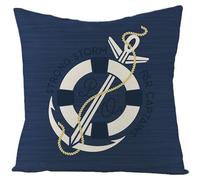 CEVAN Tissu De Lin Housse De Coussin Zippée Taie d'oreiller La Reine des Neiges Ancre Marine Housse De Coussin Shabby Taie d'oreiller De Salon Bleu Marine 40x40cm, 1Pcs