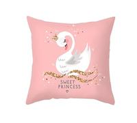 CEVAN Tissu Polyester Housse De Coussins pour Canapé Taie d'oreiller Princesse Cygne Housse De Coussin One Piece Taie d'oreiller avec Fermeture Éclair Rose 40x40cm, 1Pcs