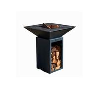 CEVENOL Double Cuve Aluminium - Brasero avec rangement bois Anthracite - Elégant et fonctionnel pour une chaleur agréabà l'extérieur