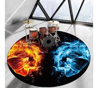 Cevgubn Tapis Batterie Acoustique Insonorisant Rond Tapis de Tambour Insonorisé Moquette Antidérapant Tapis de Batterie électronique Accessoires de Batterie Instruments de Musique Tapis de Sol 120 cm