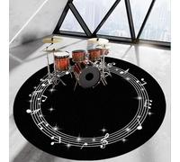 Cevgubn Tapis Batterie Electronique Tapis Insonorisant pour Batterie Antidérapant Tapis de Tambour Acoustique Tapis pour Batterie et Percussions Rond Tapis de Sol pour Instruments de Musique 120 cm