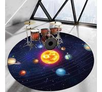 Cevgubn Tapis Insonorisant pour Batterie Tapis de Batterie électronique - Tapis de Tambour Antidérapant Tapis Professionnel de Jazz - Rond Tapis Batterie Acoustique pour Basse Caisse Claire 120 cm