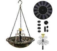 Ceweao Bain d'oiseau Solaire Fontaine à Cascades avec Pompe et Gicleur