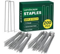 CEWOR Lot de 200 agrafes paysagères de 15,2 cm, piquets en métal galvanisé de calibre 11 pour pelouse, tissu de barrière, tenue, couverture de sol