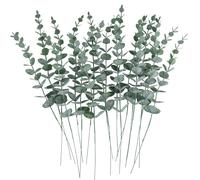 CEWOR Lot de 24 tiges d'eucalyptus artificielles en fausses feuilles vertes
