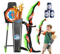 CEWROM Arrow and Bow Kit de tir à l'arc avec lumières LED, comprend 10 flèches avec ventouse, carquois et cible debout pour enfants de 3 à 12 ans, cadeau pour garçons et filles (vert)