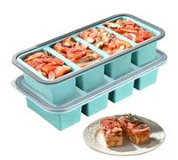 CEWROM Lot de 2 bacs de congélation en silicone de 250 ml avec couvercle - Grand bac à glaçons en silicone empilable - Pour soupe, bouillon, sauce, glaçons