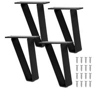 CEWROM Lot de 4 pieds de table en métal de 17 cm - Pieds de meuble avec protection de sol - Pieds d'armoire pour table à manger, bureau, table basse, commode