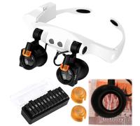 CEWROM Lunettes loupes avec 2 lumières LED, loupe de réparation de montre, loupe à monter sur la tête, grossissement avec 12 lentilles (3X-10X), loupe de lecture mains libres pour la lecture, loupe à