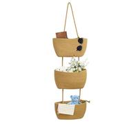 CEWROM Panier suspendu pour porte à 3 étages - Organiseur mural - Panier de rangement en corde de coton tissé avec crochets pour mur, étagère suspendue, salle de bain