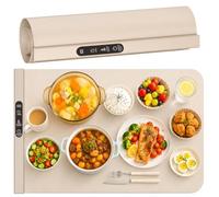 CEWROM Plaque chauffante électrique pliable en silicone pour aliments | 6 températures et 6 réglages de minuterie, chauffe-aliments pliable, récipient portable pour garder au chaud ou décongeler