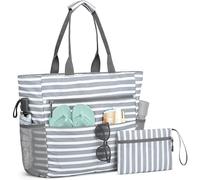 CEWROM Sac de plage XXL familial, avec fermeture éclair, grand sac de shopping, sac de voyage, sac de sauna, sac de sauna, étanche, avec compartiment humide et compartiment à chaussures, pour plage