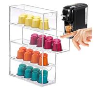 CEWROM Tiroir de rangement pour capsules, porte-capsules de café transparent, boîte de rangement en acrylique avec tiroirs empilables pour capsules de café, sucre, papeterie, cosmétiques, bijoux