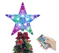 Cewuidy Cimier de sapin de Noël, LED 21 modes à changement de couleur multicolore avec télécommande polyvalente, alimentation USB, 24,1 cm, pour décoration de Noël ou décoration d'intérieur