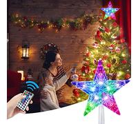 Cewuidy Étoile de Noël, 24,1 cm, 10 LED, 21 modes d'éclairage, multicolore avec télécommande polyvalente, alimentée par piles 3AA, excellent accessoire pour décoration de sapin de Noël (intérieur et