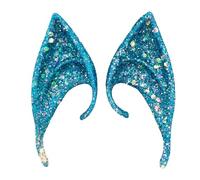 Cexiakong 1 paire d'oreilles d'elfe douces en latex - Accessoires de fête d'Halloween - Accessoires de fête d'Halloween - Accessoires de fête d'Halloween, bleu clair, Taille unique