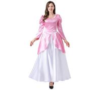 Cexiakong Ariel Tenue de princesse pour femme - Robe de princesse sirène - Costume d'Halloween - Fête d'anniversaire - Déguisement pour femme 2024 - Film de Noël - Père Noël, Rose, S