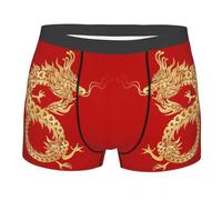 Cexiakong Boxer chinois dragon rétro boxer homme hipster élastique sport sous-vêtements confortables pour hommes sous-vêtements confortables, B1 rouge., S