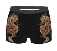 Cexiakong Boxer chinois dragon rétro boxer homme hipster élastique sport sous-vêtements confortables pour hommes sous-vêtements confortables, R noir., S