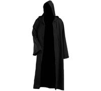 Cexiakong Cape médiévale - Cape à capuche - Cape de vampire - Cape avec capuche - Tenue de carnaval - Cape pour Jedi - Cape à capuche - Carnaval, Noir , L