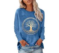 Cexiakong Carnaval Femmes Western Cowgirl Manches Longues Vintage Country Musique Automne T-Shirt Randonnée Voyage Sweatshirt Tees Tops Arbre de Vie Tree of Life Celtique Nordique Manches Longues
